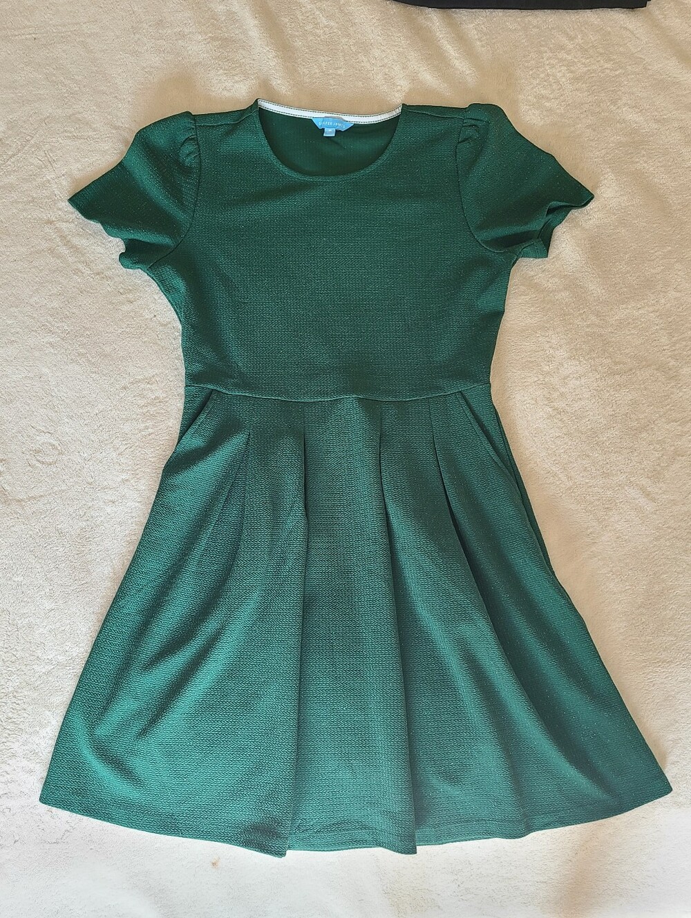 Draper James Emerald Green Silver Shimmer Fit-and-Flare Dress Size M